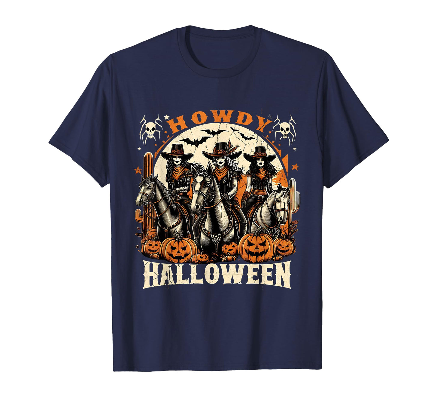 Howdy Halloween Western Cowgirls Spooky Pumpkins T-Shirt