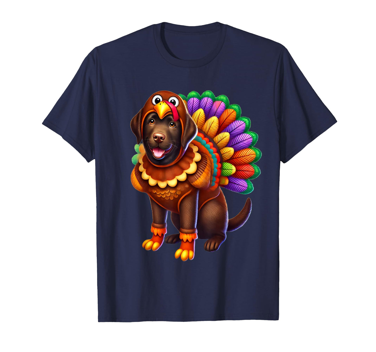 Chocolate Lab Turkey Funny Thanksgiving Animal Dog Canine T-Shirt for Men Women Girls Kids