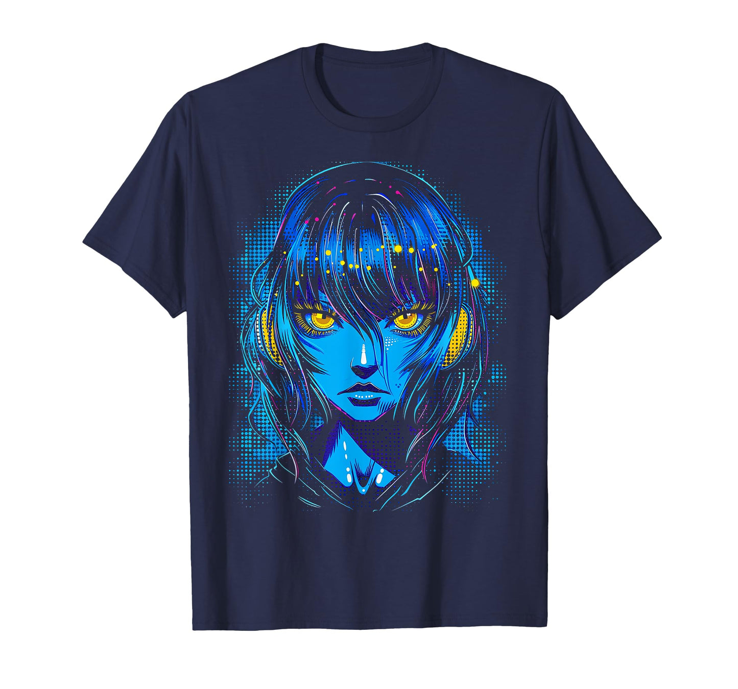 Anime Manga Motif Blue-Eyes Art Anime T-Shirt