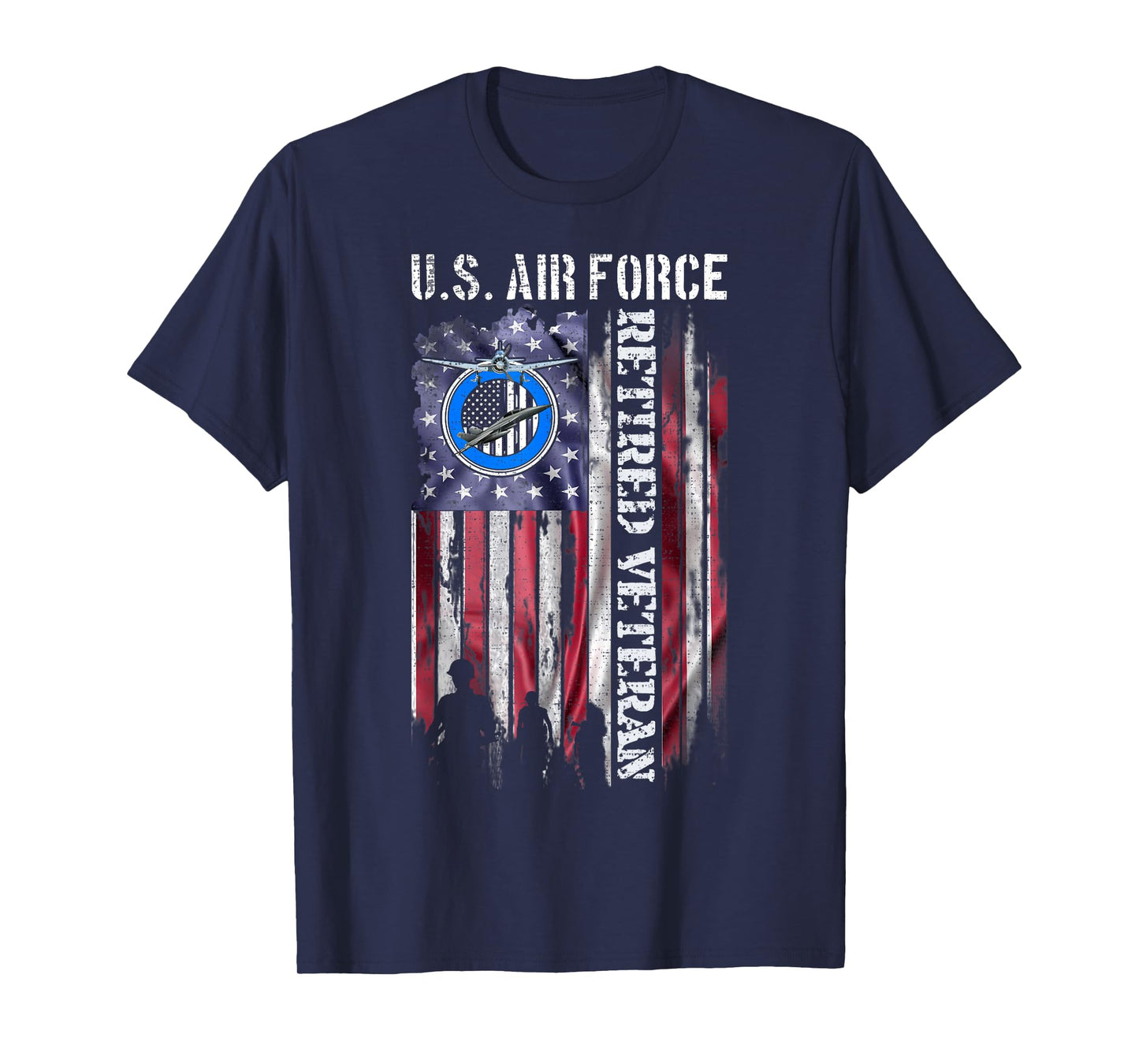Vintage USA American Flag US Air Force Proud Retired Veteran T-Shirt