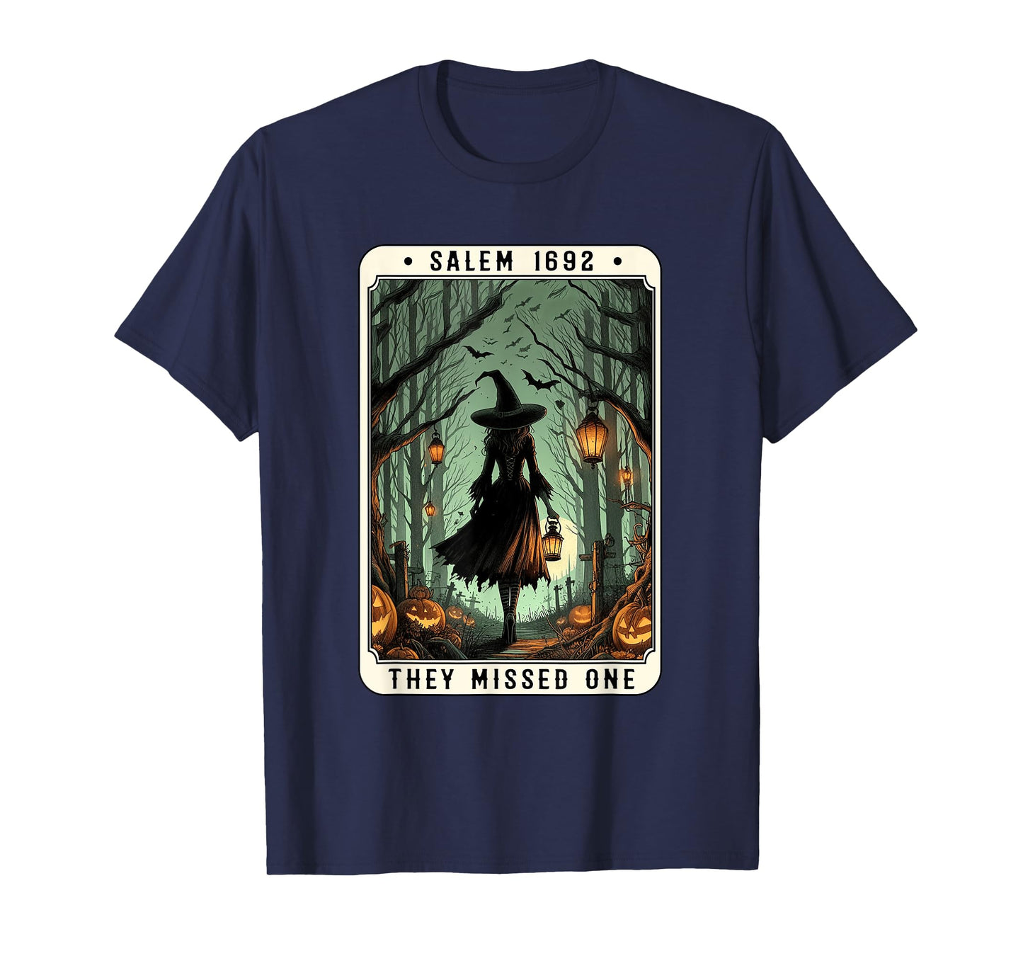 Salem 1692 Halloween Witch They Missed One Tarot Card Women T-Shirt