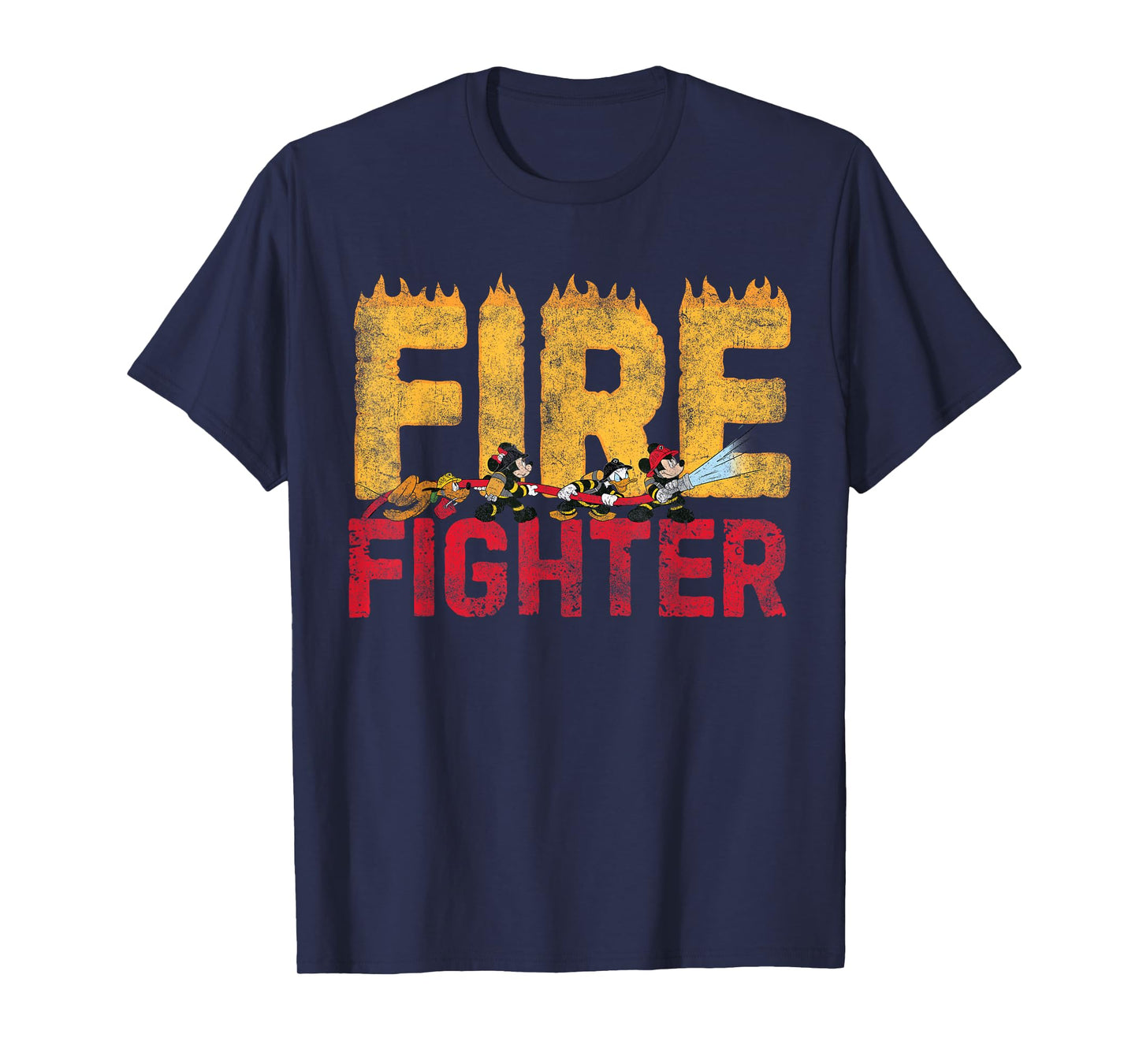 Disney Mickey and Friends Minnie Donald Pluto Fire Fighters T-Shirt Small