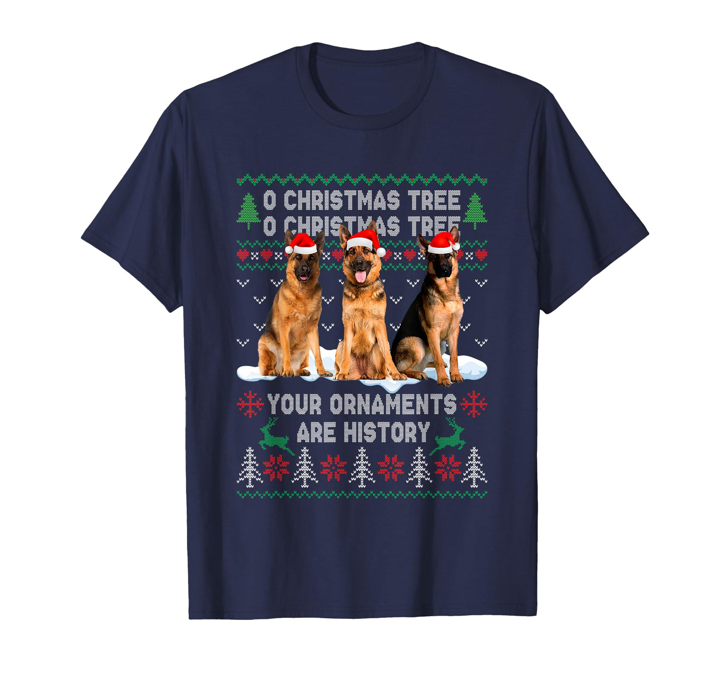 Cute German Shepherd Dog Oh Christmas Tree Ugly Xmas T-Shirt