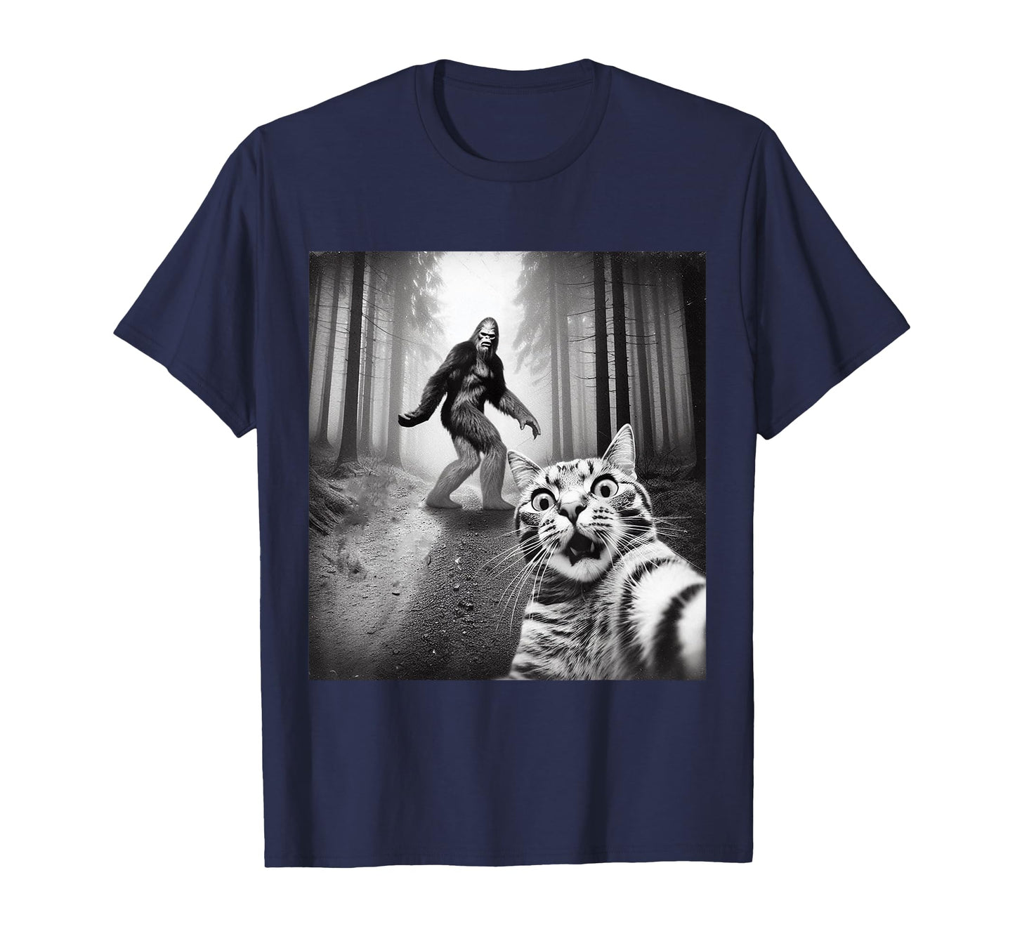 Funny Cat Selfie With Sasquatch Bigfoot T-Shirt