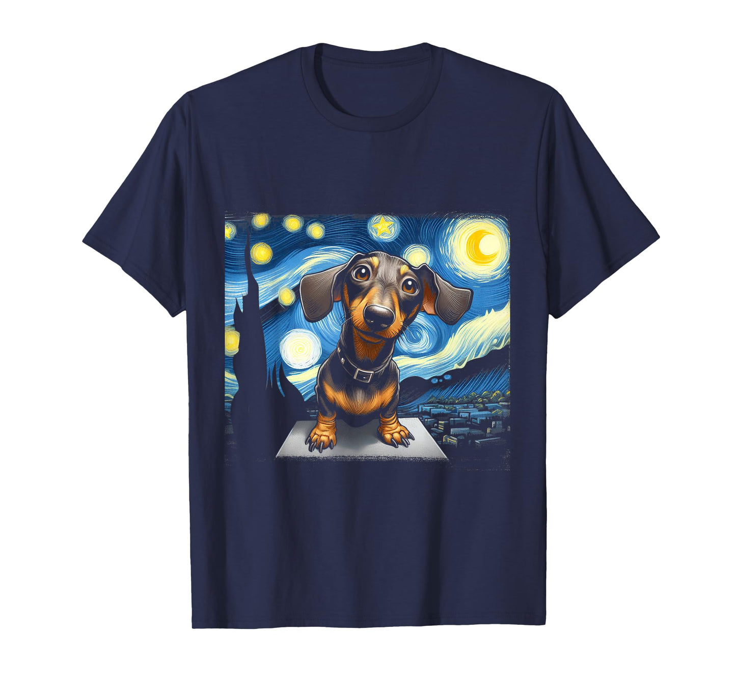 Funny Dachshunds Sausage Dogs in a Starry Night T-Shirt