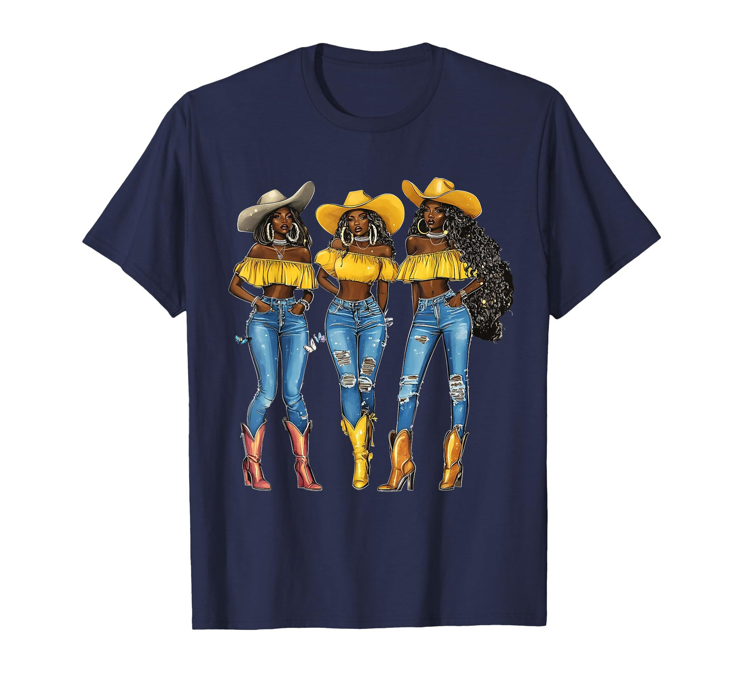 Black African American Cowgirl Western Country Texas Rodeo T-Shirt