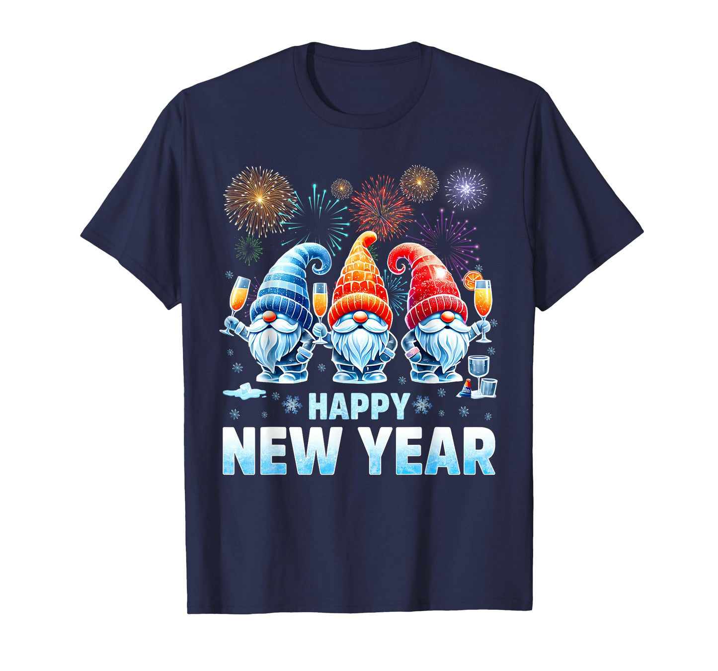 Happy New Year Gnome Drink Firework New Year Eve Women T-Shirt