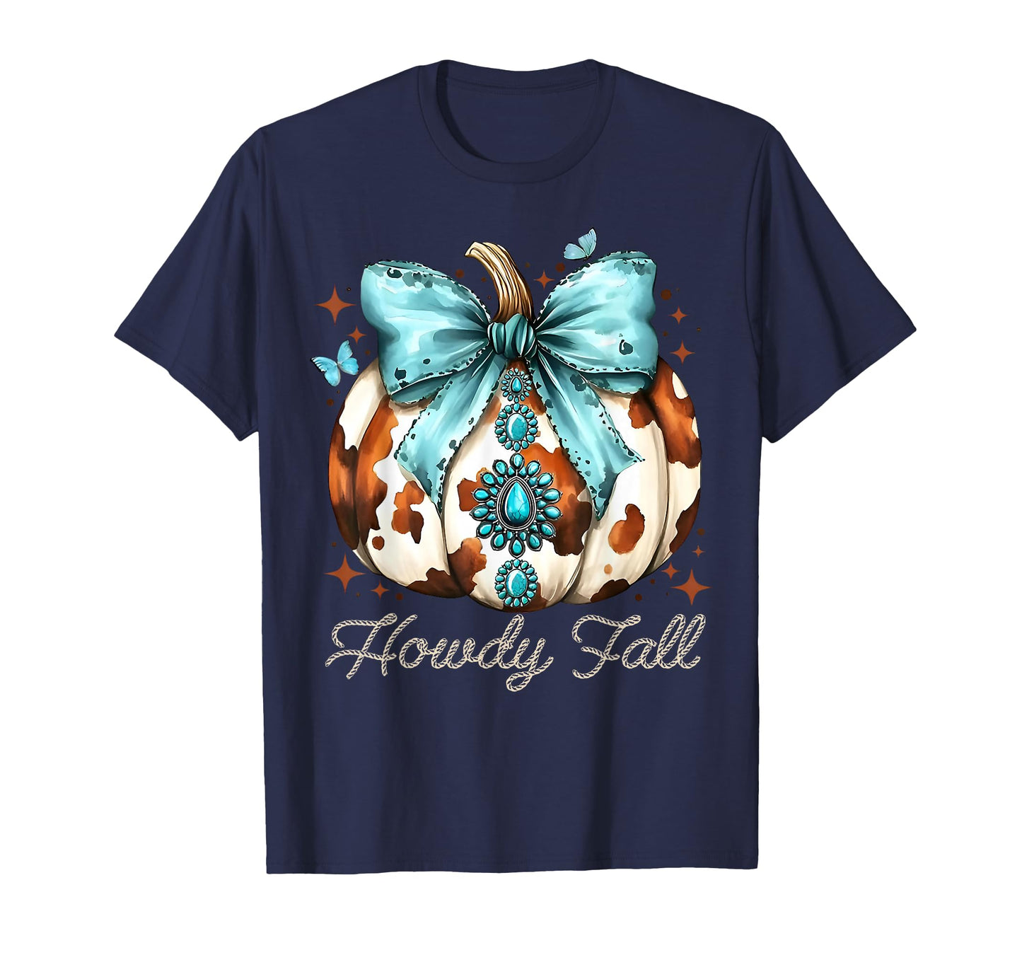 Howdy Fall Western Pumpkin Season Autumn Leaves Thanksgiving T-Shirt