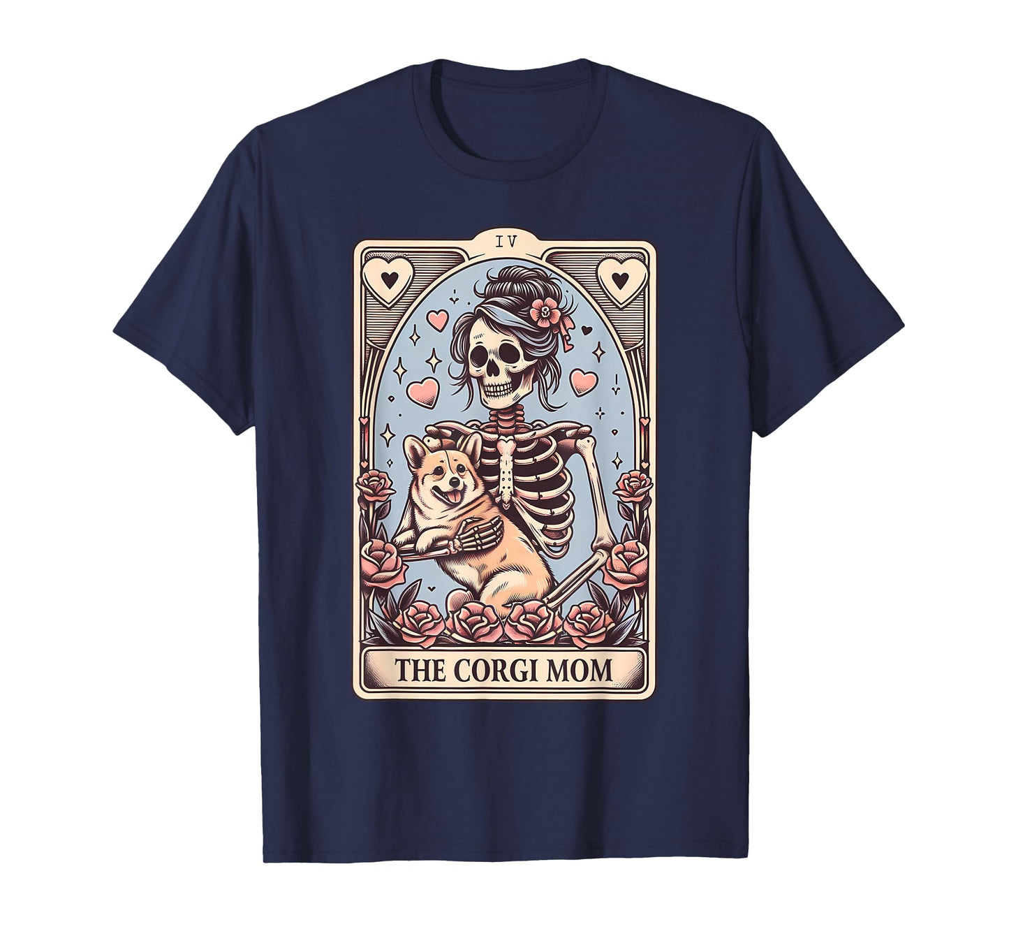 Corgi Dog Valentine's Day Skeleton Tarot Card Corgi Owner T-Shirt
