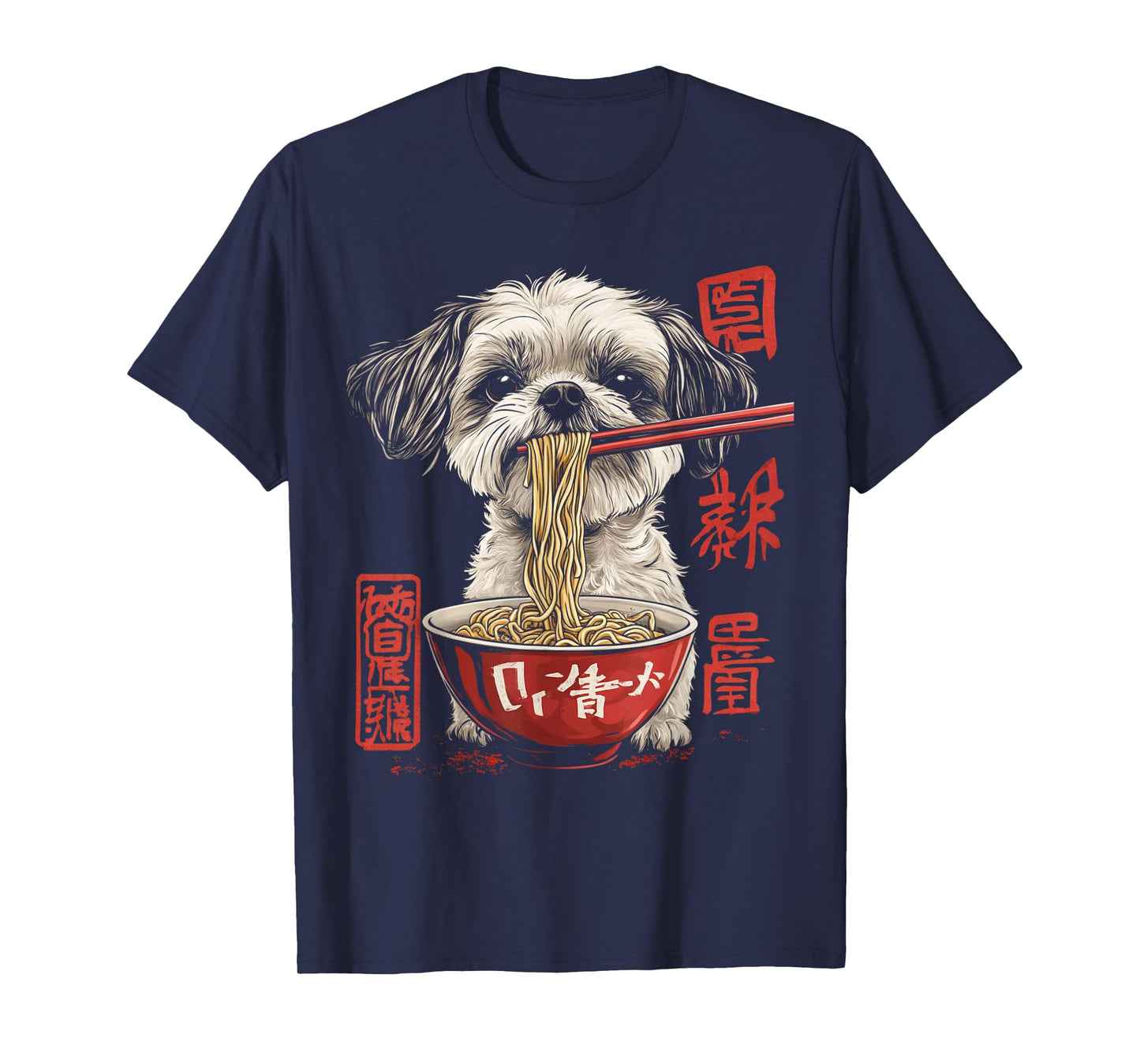 Shih Tzu Dog Eating Ramen Noodle T-Shirt