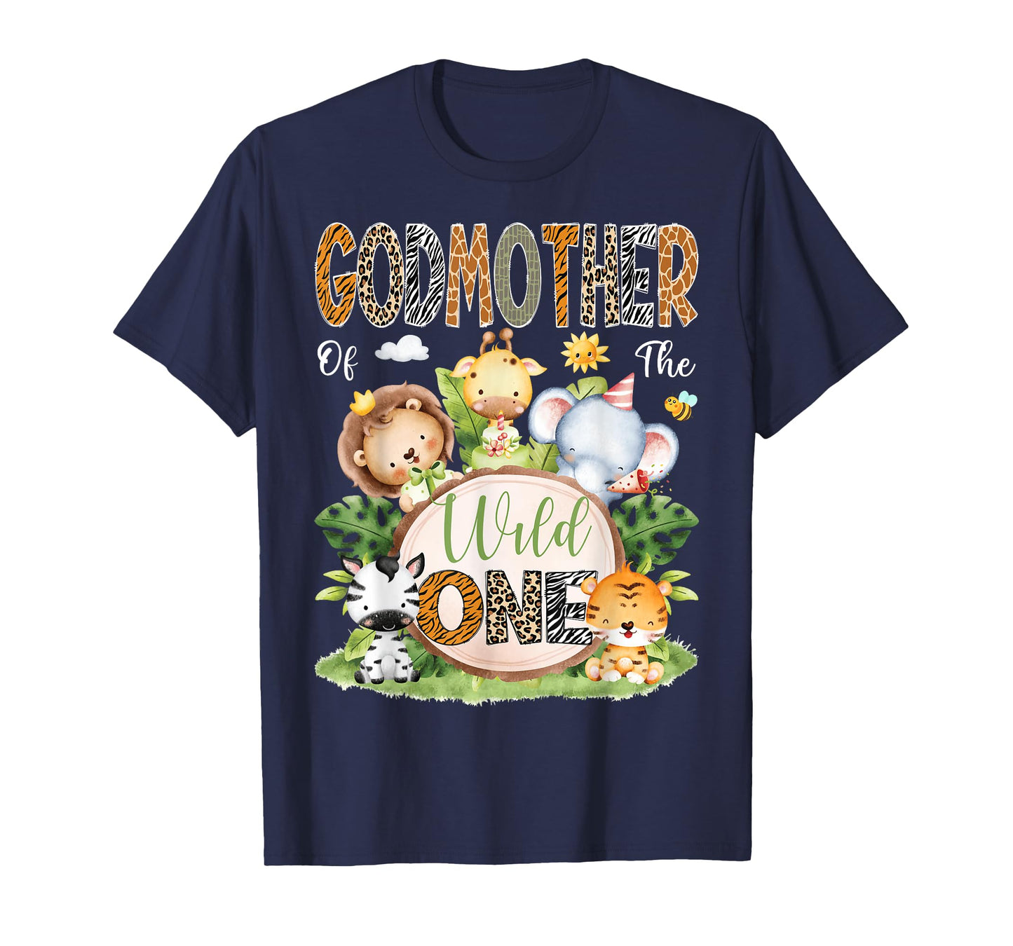 GodMother Of The Wild One 1St Birthday Kids Safari Jungle T-Shirt
