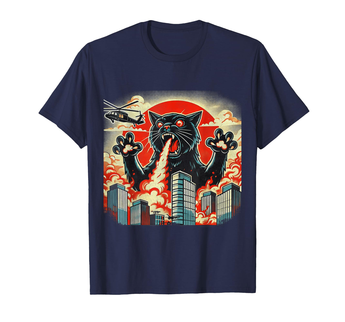 Catzilla Cat Japanese Art Funny Cat Gifts For Men Women Kids T-Shirt