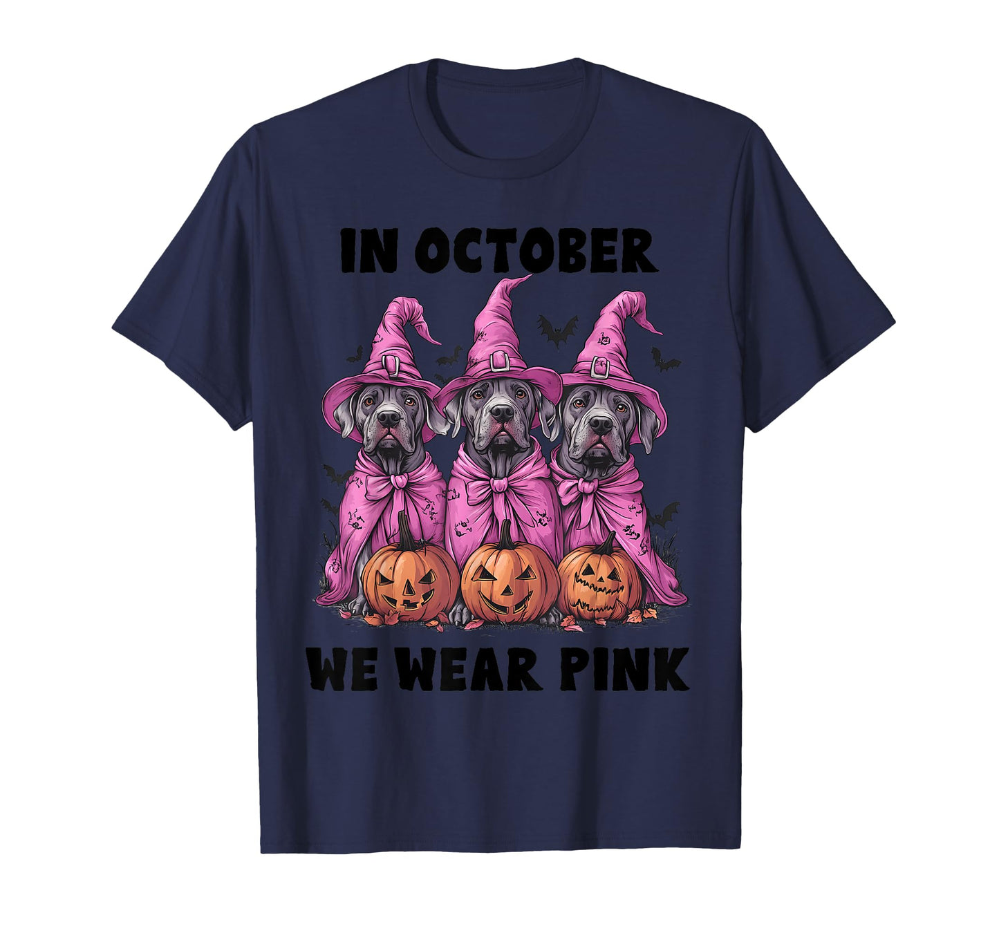 In October We Wear Pink Great Dane Halloween Breast Cancer T-Shirt