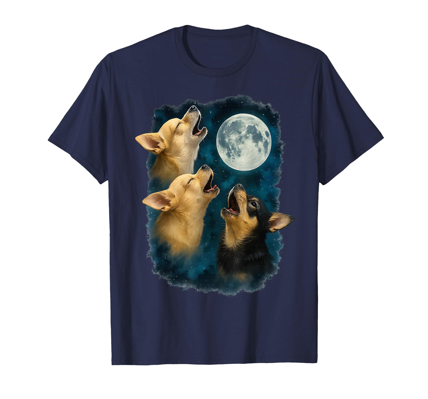 Three Chihuahuas Howling At The Moon 3 Chihuahua Moon T-Shirt