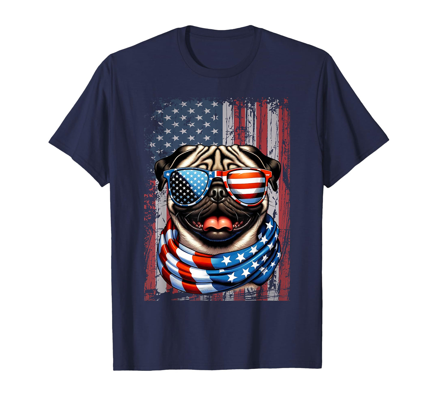 Pug Dog Lover US Flag 4th of July Patriotic T-Shirt
