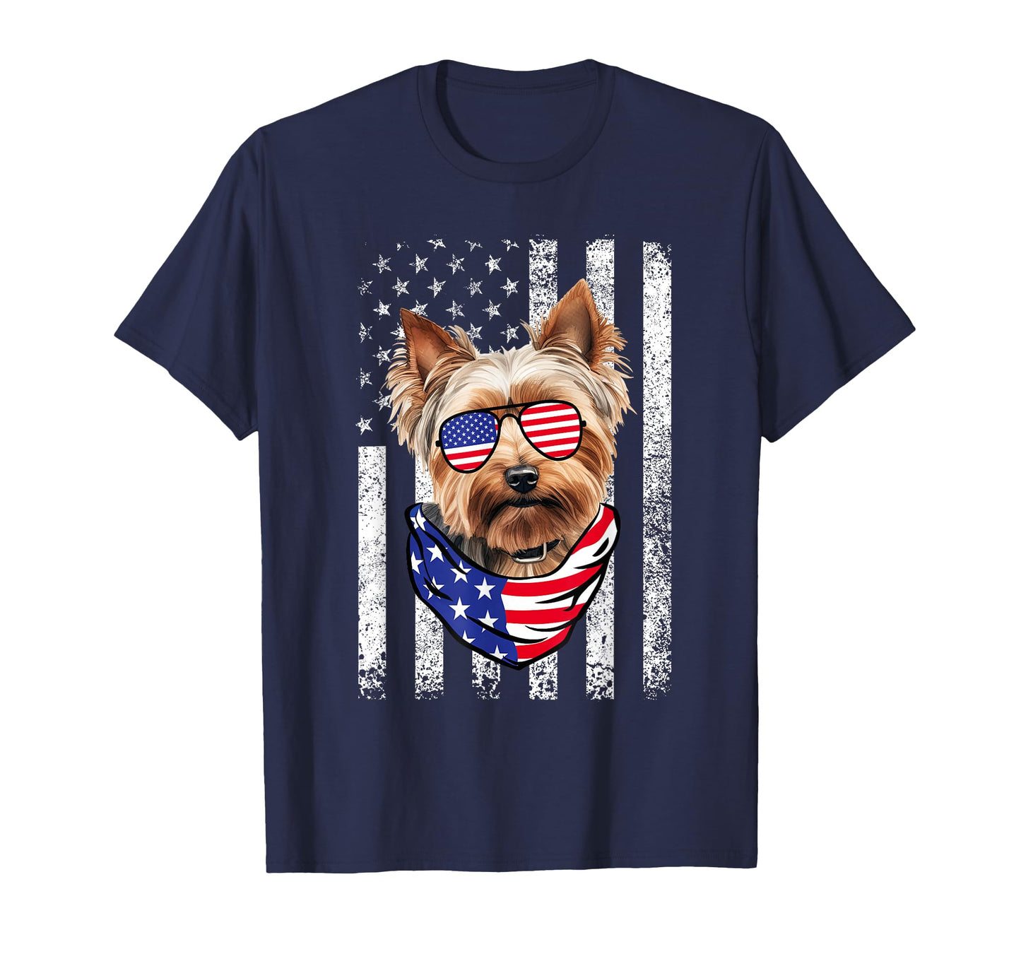 Yorkie American Flag USA Patriotic 4th of July T-Shirt