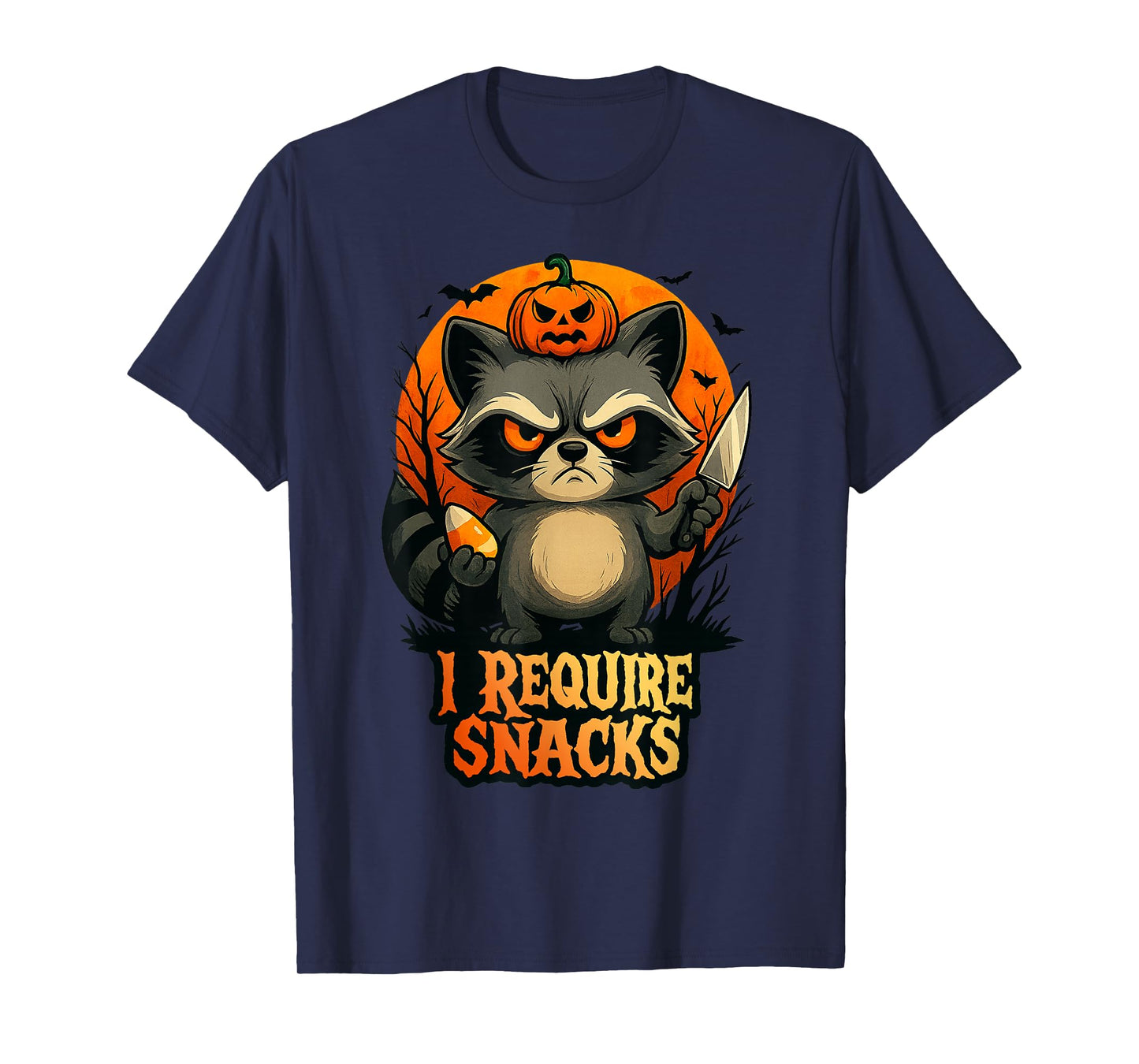 I Require Snacks Funny Raccoon Lovers Halloween Costume T-Shirt