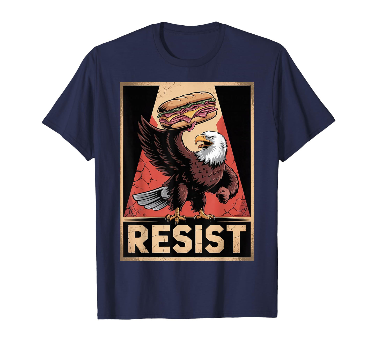 Eagle with Sandwich Resist Graphic for Food Lovers T-Shirt