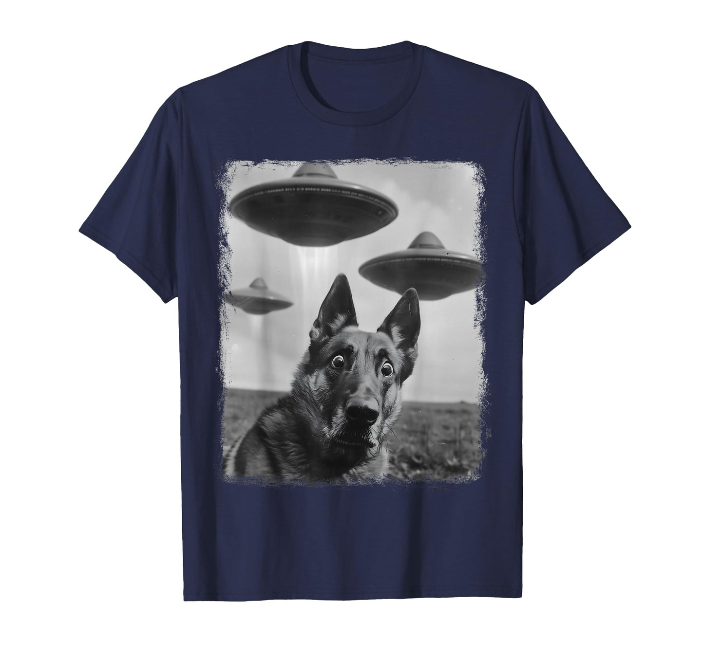 German Shepherd Dog UFO Alien Extraterrestrial Selfie T-Shirt