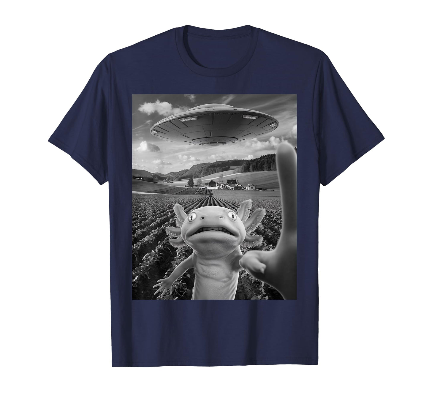 Axolotl Selfie With Alien UFO Funny Axolotl Gifts For Women T-Shirt