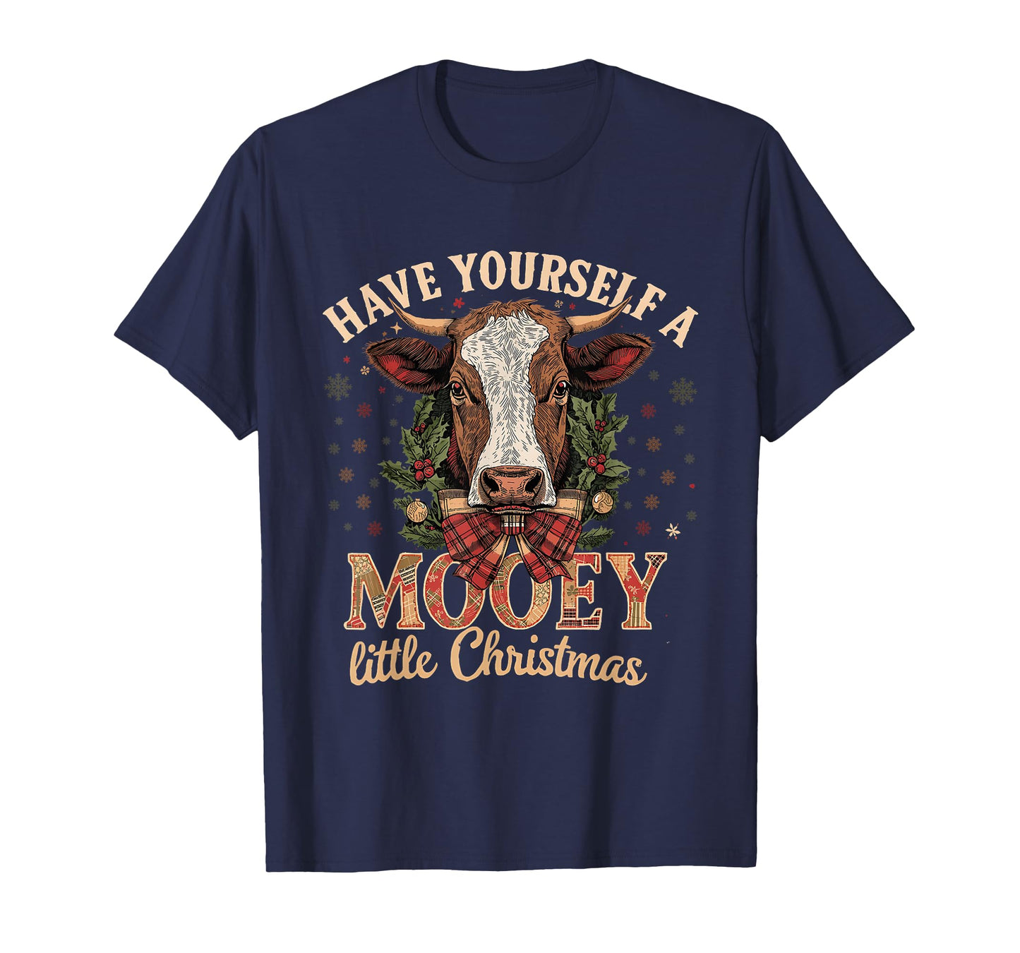 Mooey Little Christmas Cow Holiday Farm Design T-Shirt