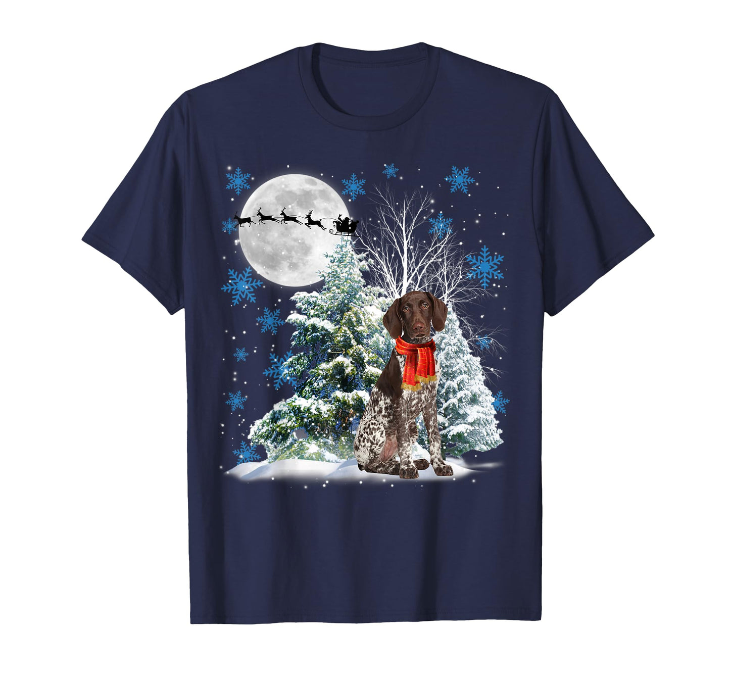 German Shorthaired Pointer Under Moonlight Christmas Pajama T-Shirt
