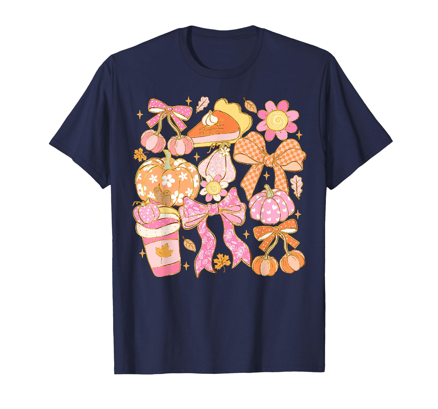 Coquette Bow Pumpkin, Happy Thanksgiving, Pumpkin Season Tee T-Shirt