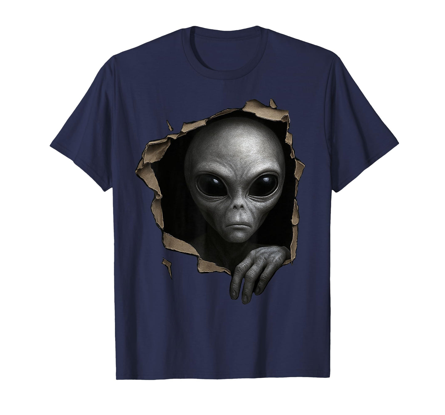Alien Grey Torn Cloth Funny Extraterrestrial 3D Graphic T-Shirt