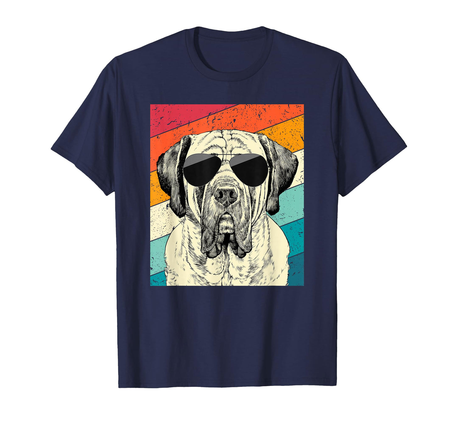 Retro Vintage English Mastiff with Sunglasses Dog Lovers T-Shirt