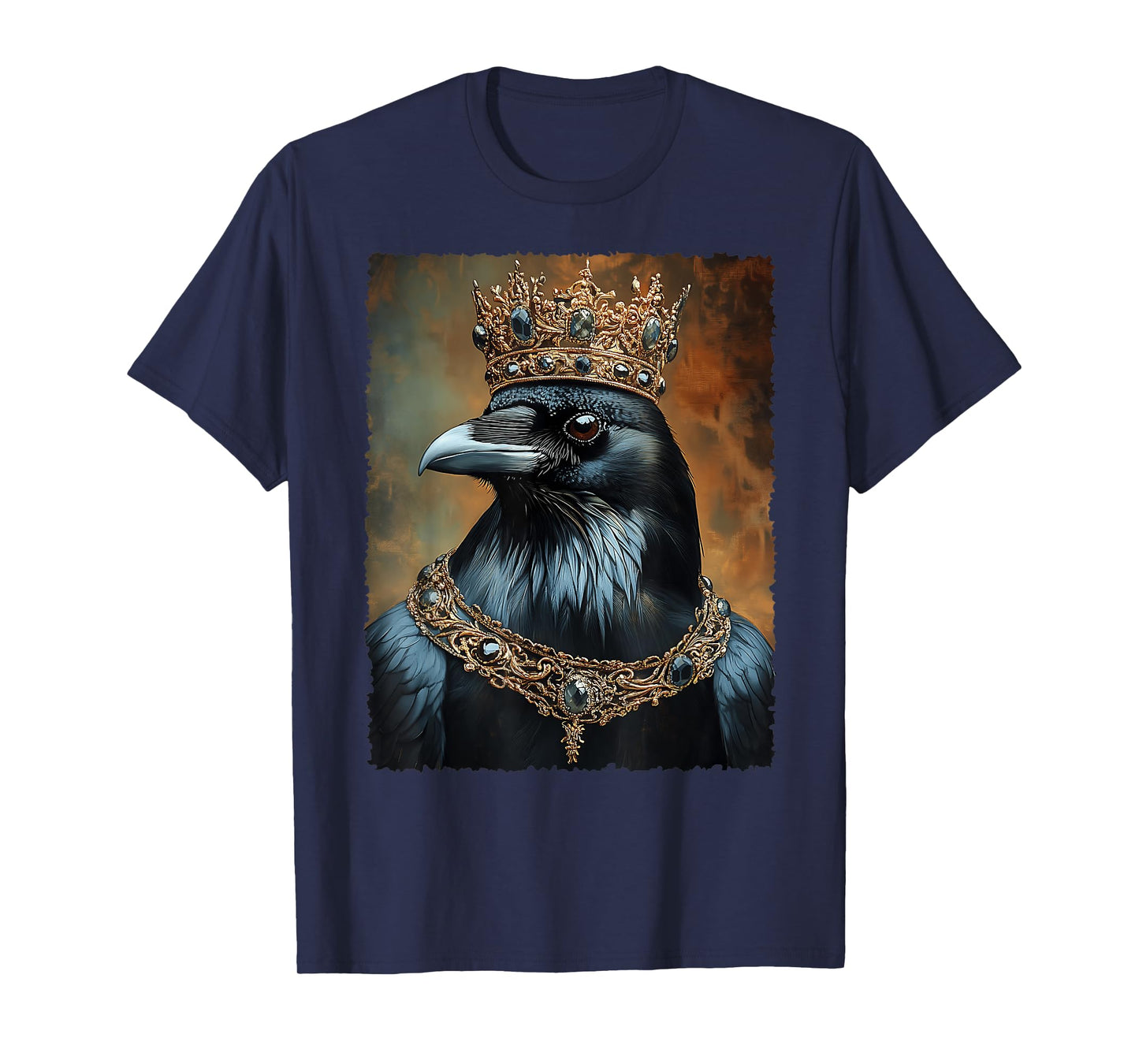 Vintage Black Crow Raven Bird Halloween King Crown Gothic T-Shirt