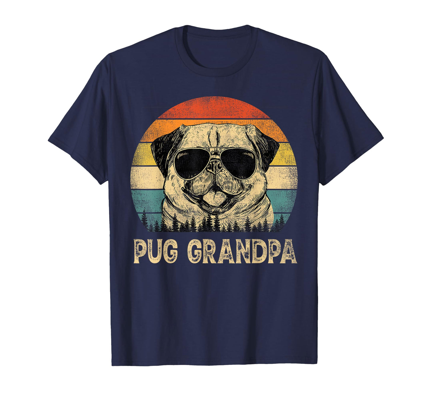 Vintage Pug Grandpa Dog Lovers Father's Day T-Shirt