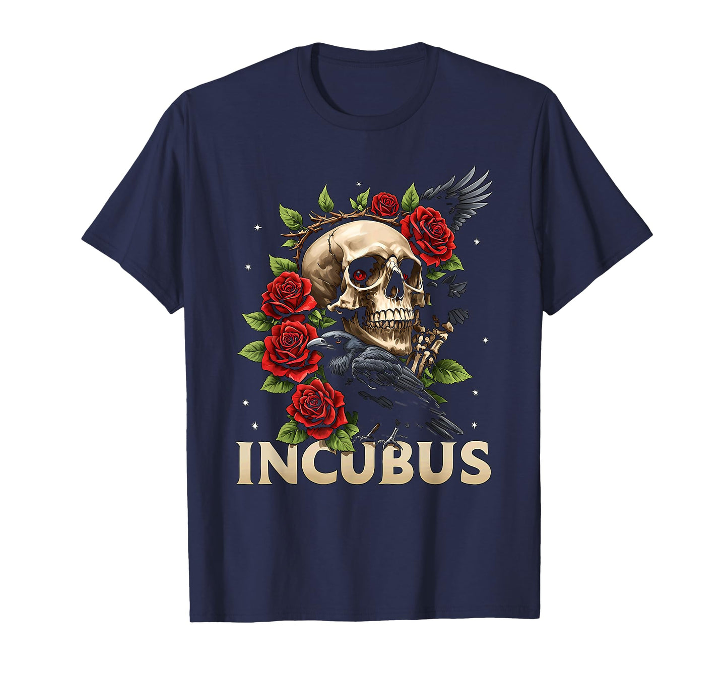 Incubus Crow Left Skull Flower Halloween Costume T-Shirt