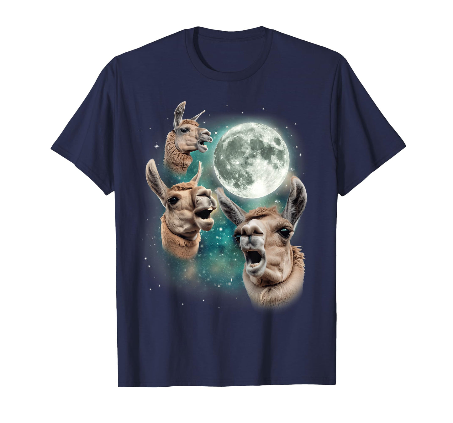 Three Llama Moon | Funny 3 Llama Howling Weird Cursed Meme T-Shirt