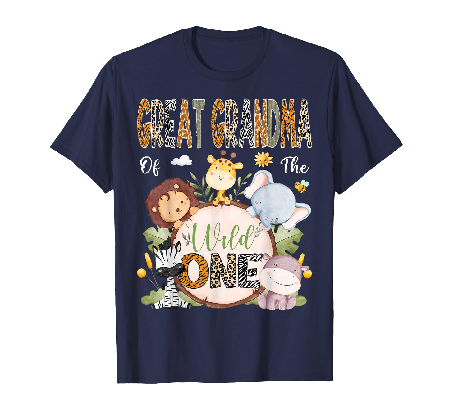 Great Grandma Of The Wild One 1St Birthday Safari Animals T-Shirt
