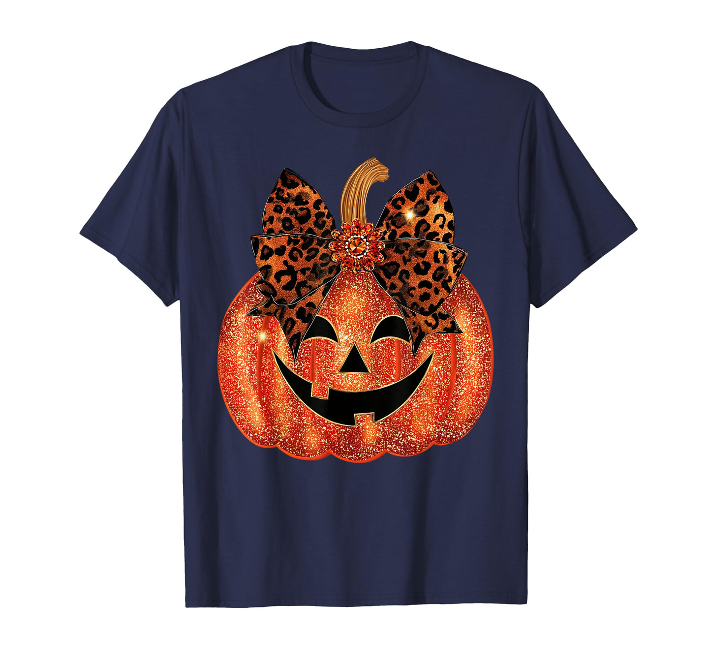 Coquette Leopard Bow Pumpkin Thanksgiving Fall Women Girl T-Shirt