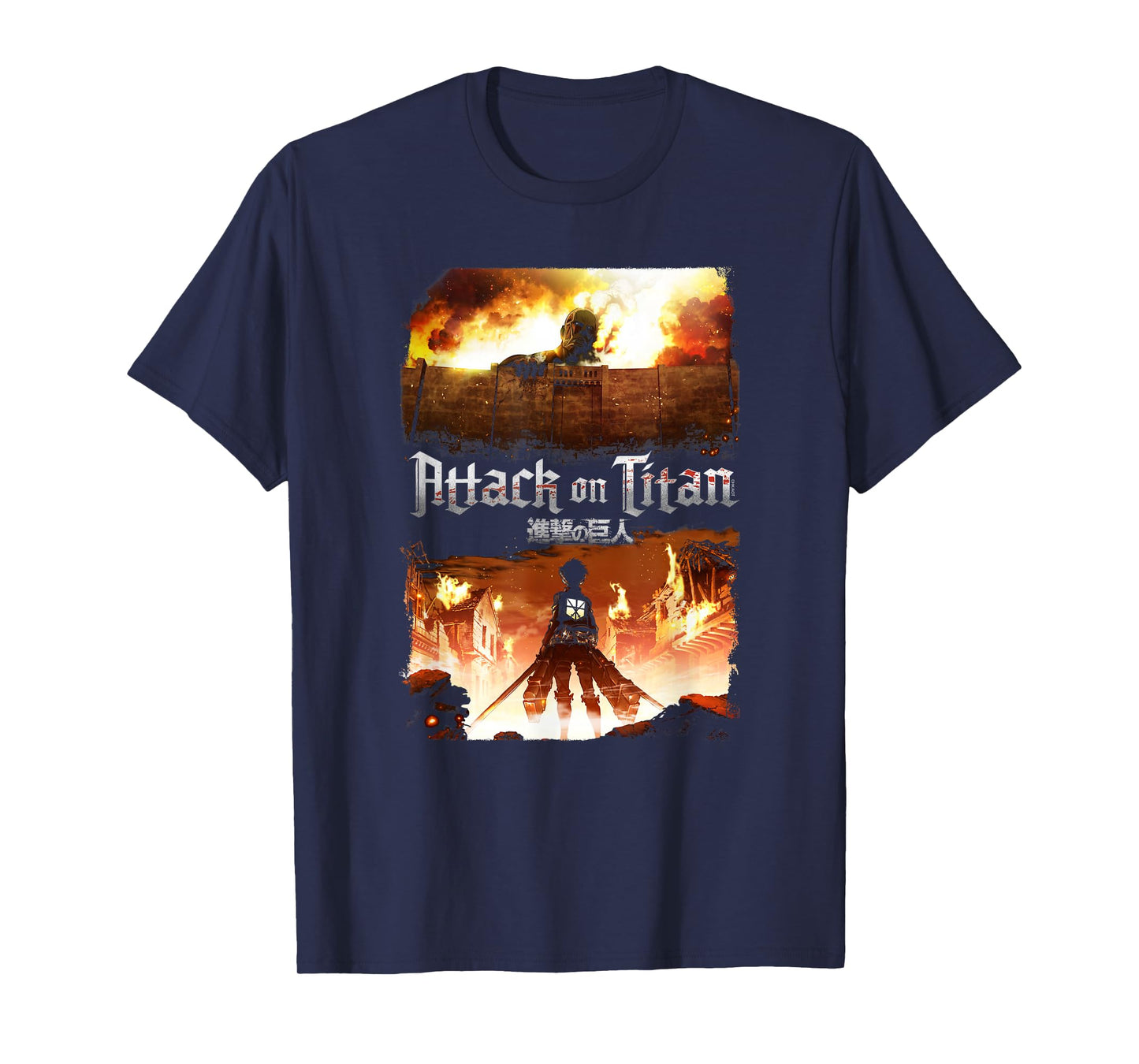 Attack on Titan Key Art Flaming Attack Scene AOT Anime T-Shirt