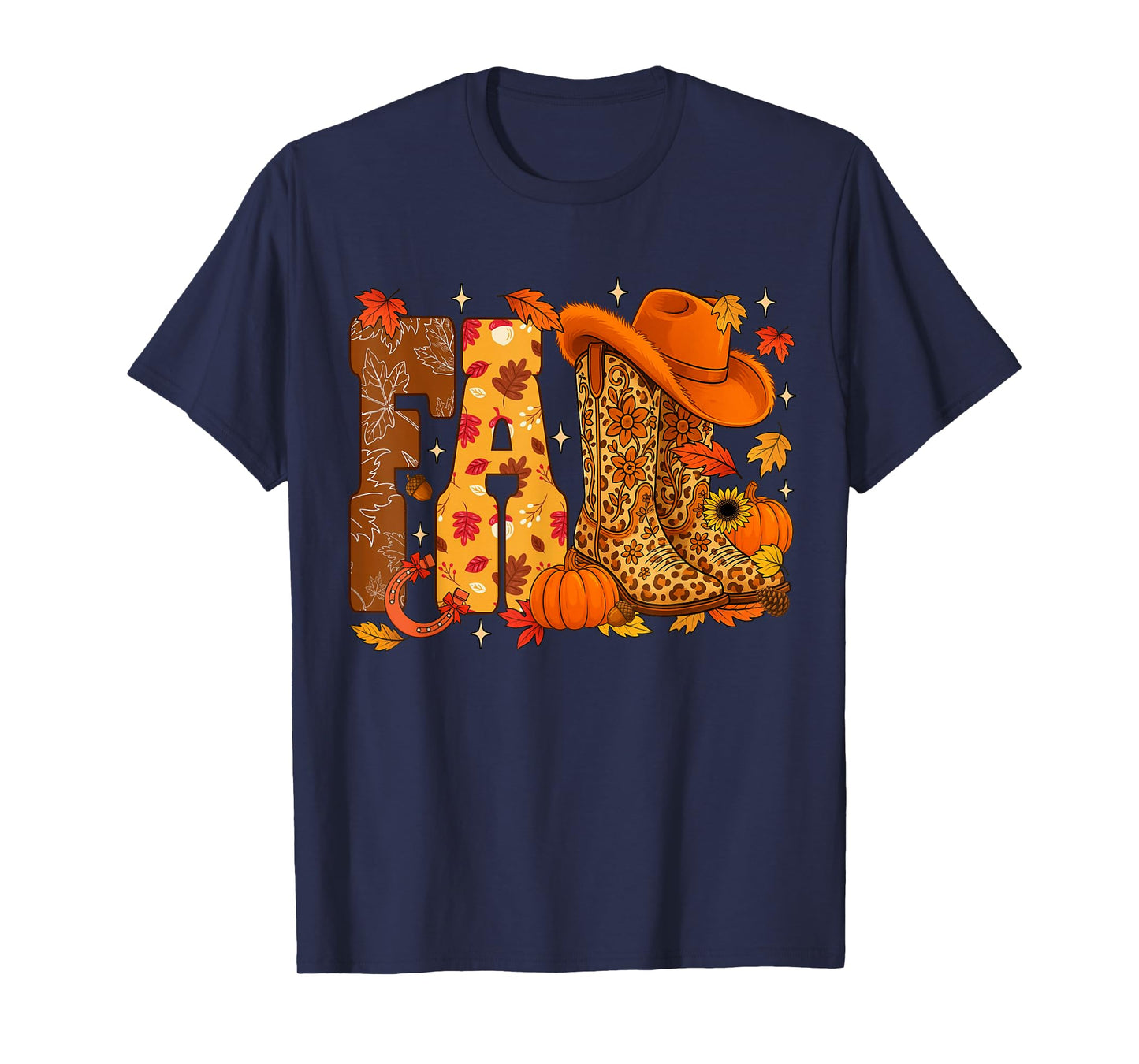 Howdy Fall Western Leopard Boots Autumn Cowboy Cowgirl Women T-Shirt