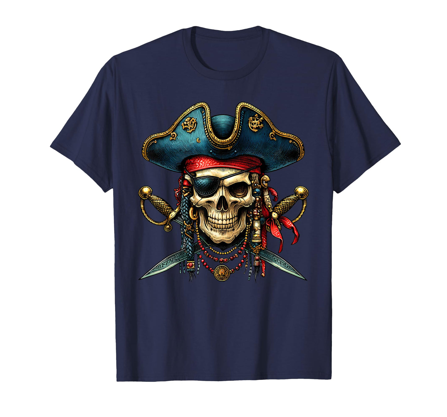 Pirate Skull Halloween Costume Men Women Boys Girls Teens T-Shirt
