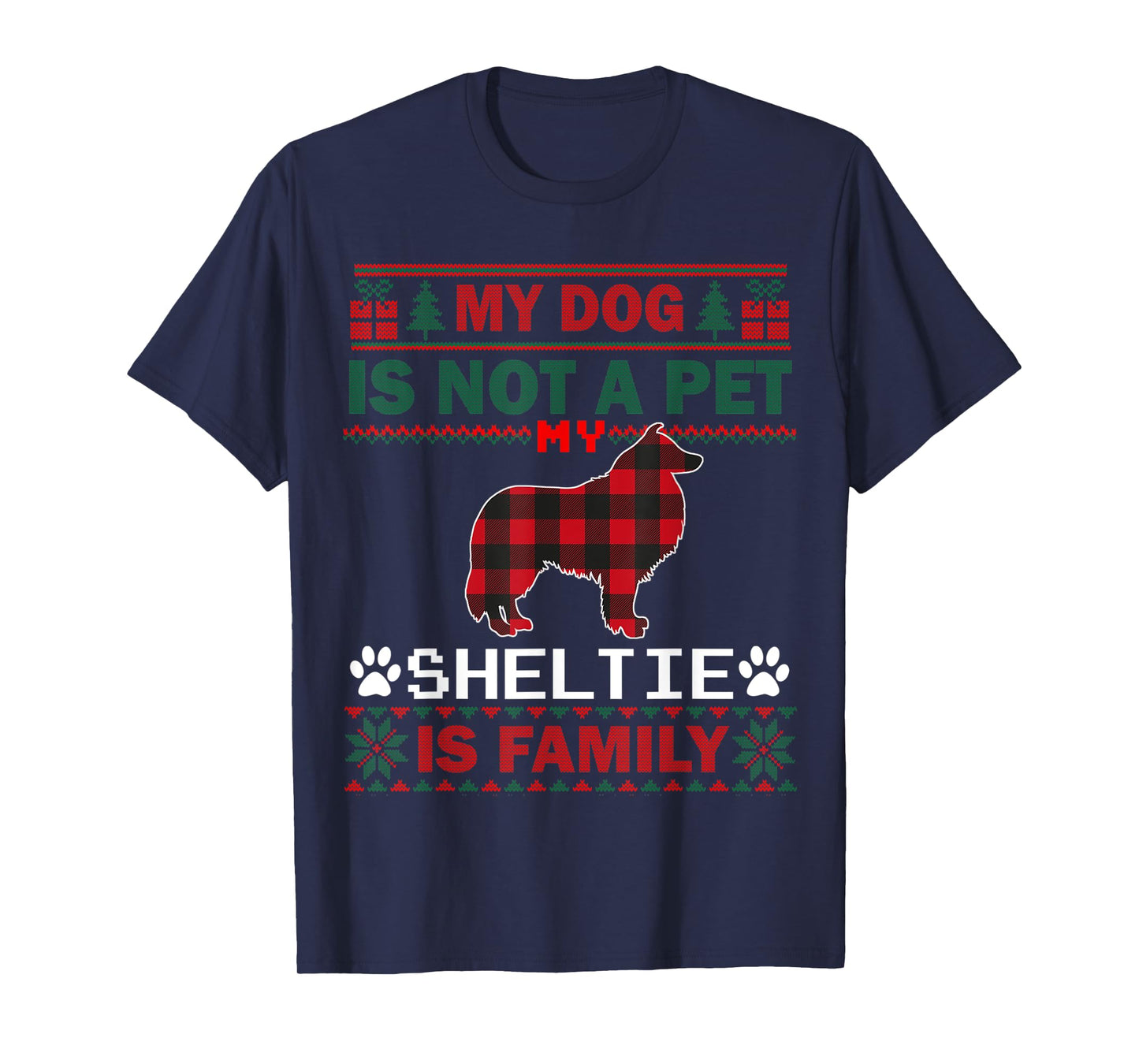 Sheltie Dog Owners Matching Pajama Family Dog Ugly Christmas T-Shirt