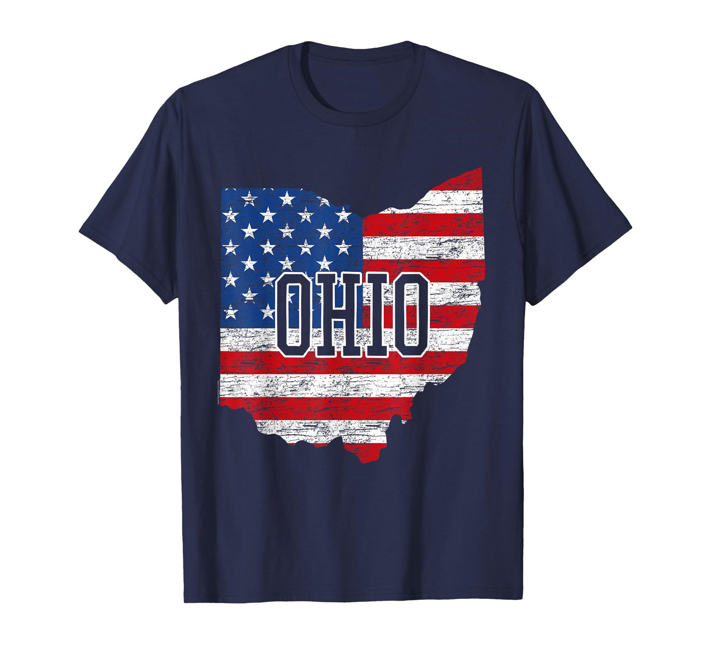 Buckeye American Flag Ohio Home State Vintage Map Patriotic T-Shirt