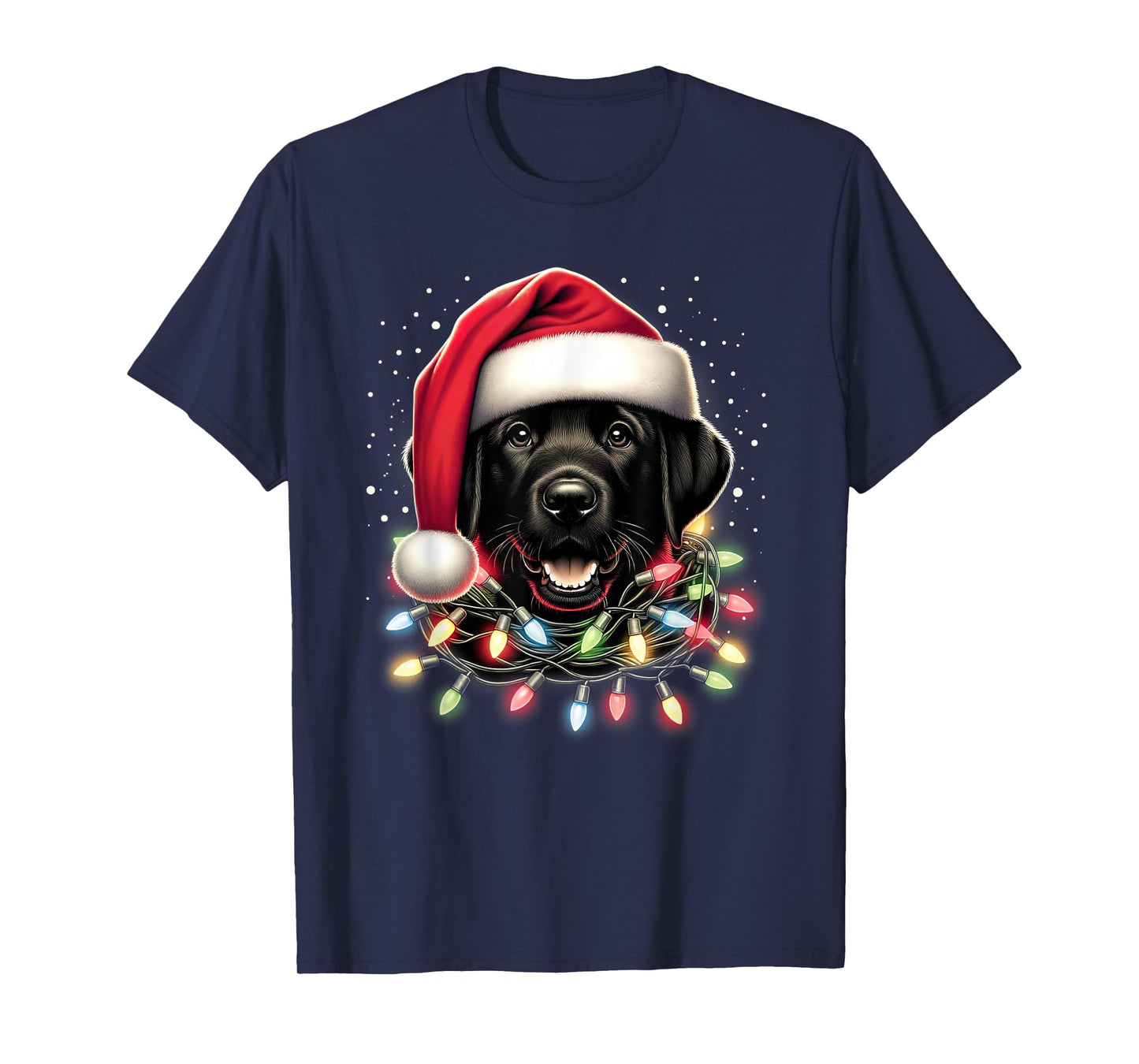Black Lab Labrador Christmas Tree Light Pajama Dog Xmas T-Shirt