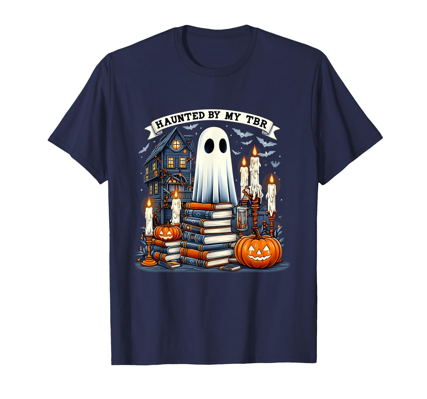 Retro Haunted by My TBR Halloween Book Readers Book Lovers T-Shirt