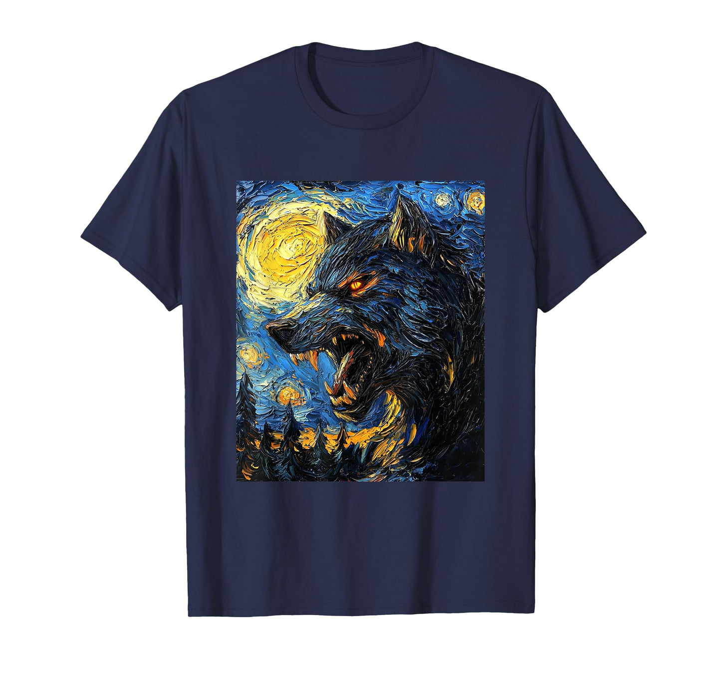 Werewolf Wolf Wolves - Van Gogh Style – Starry Night Graphic T-Shirt