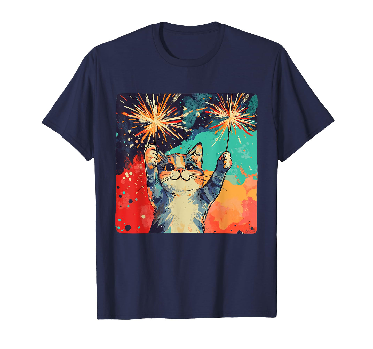 Cute celebrating Cat for Happy New Year Lovers T-Shirt