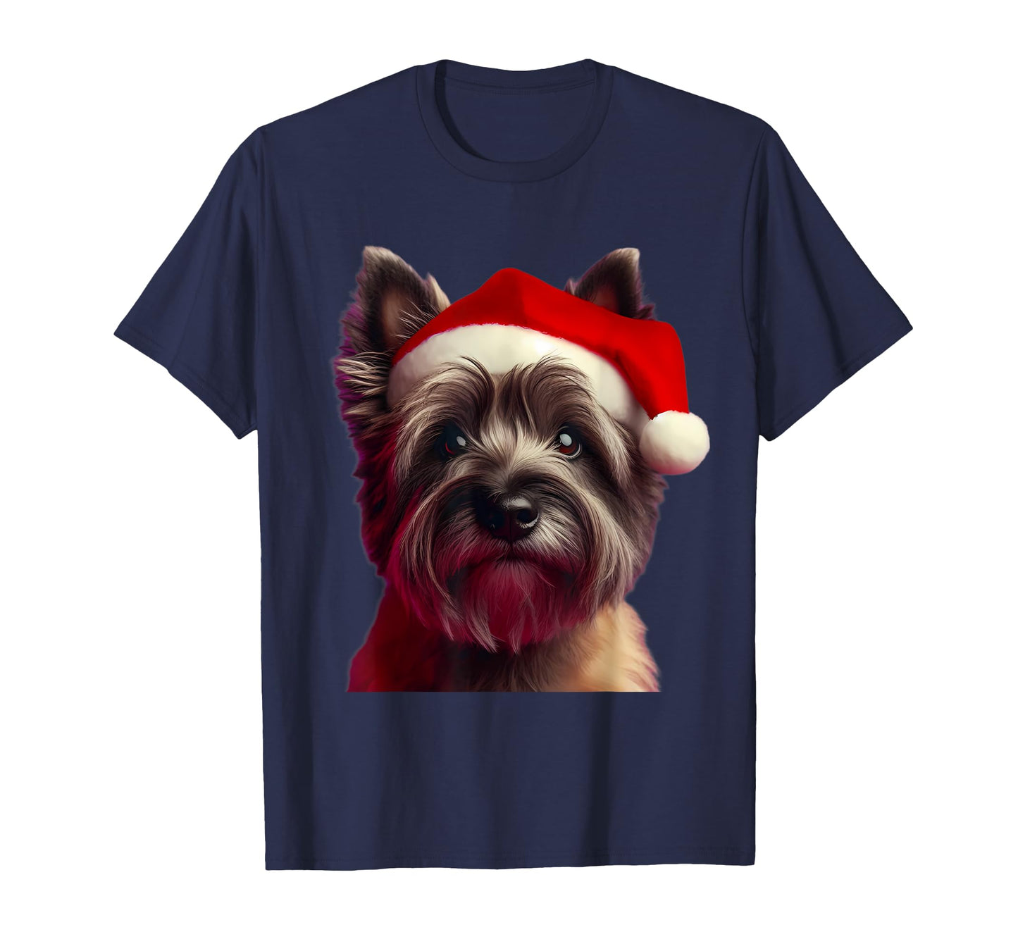 Cairn Terrier With Santa Hat Christmas Dog Owner Lover Mom T-Shirt for Men Women Kids