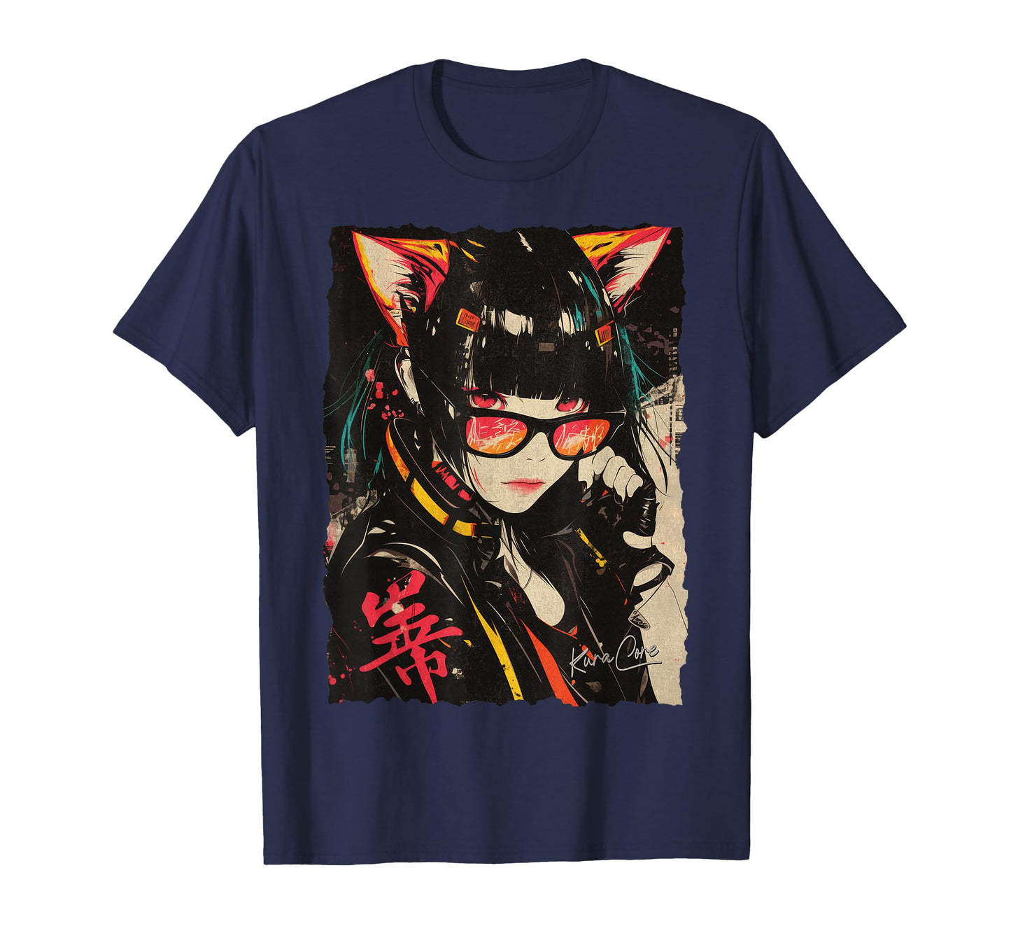 Japanese Streetwear Cyberpunk Y2K Techwear Neko Manga Anime T-Shirt