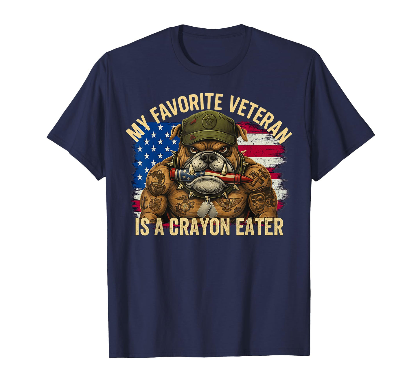Military Corps Bulldog My Favorite Crayon Eater Veterans Day T-Shirt