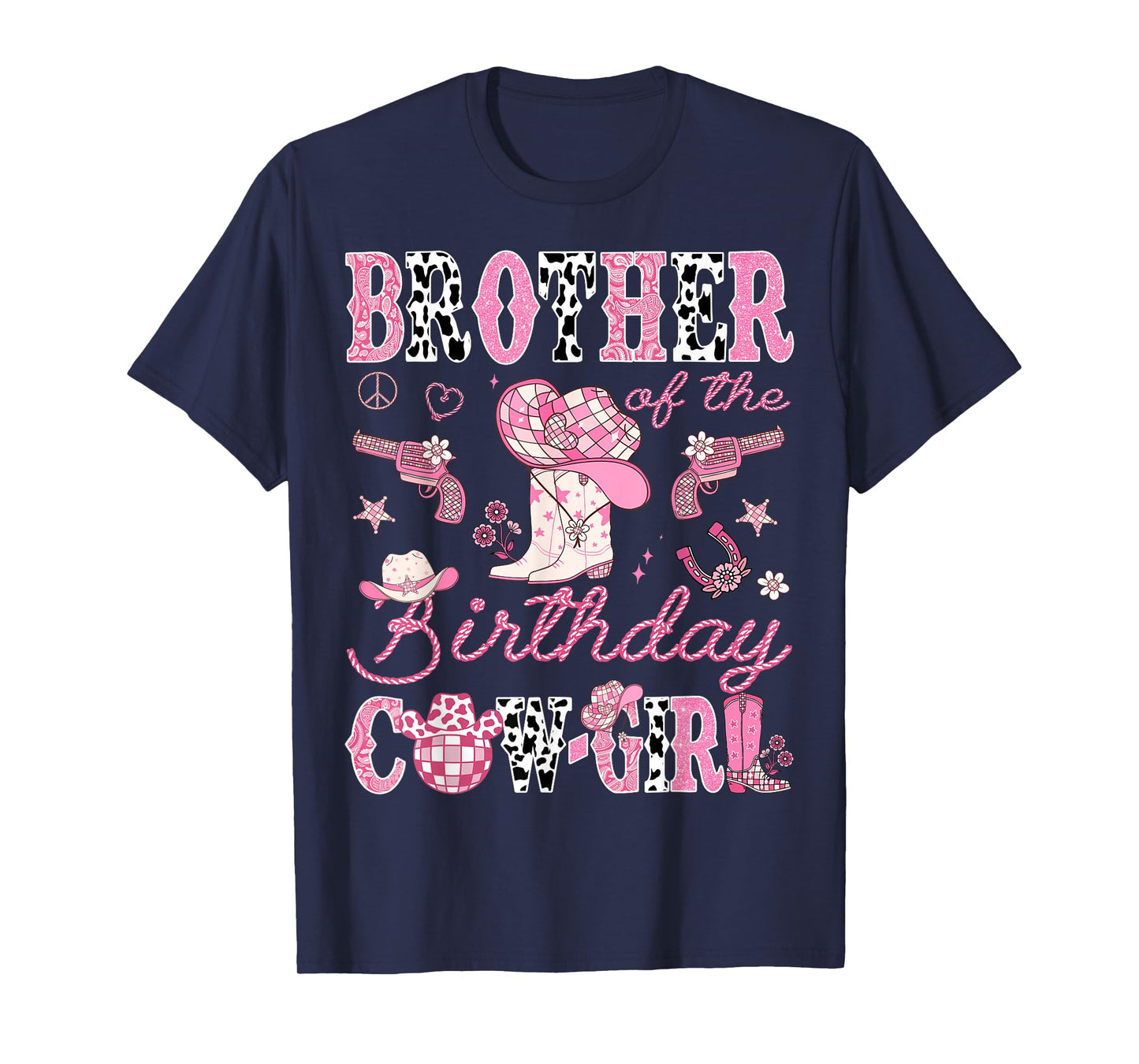 Brother Of The Birthday CowGirl Pink Disco Rodeo Brother T-Shirt