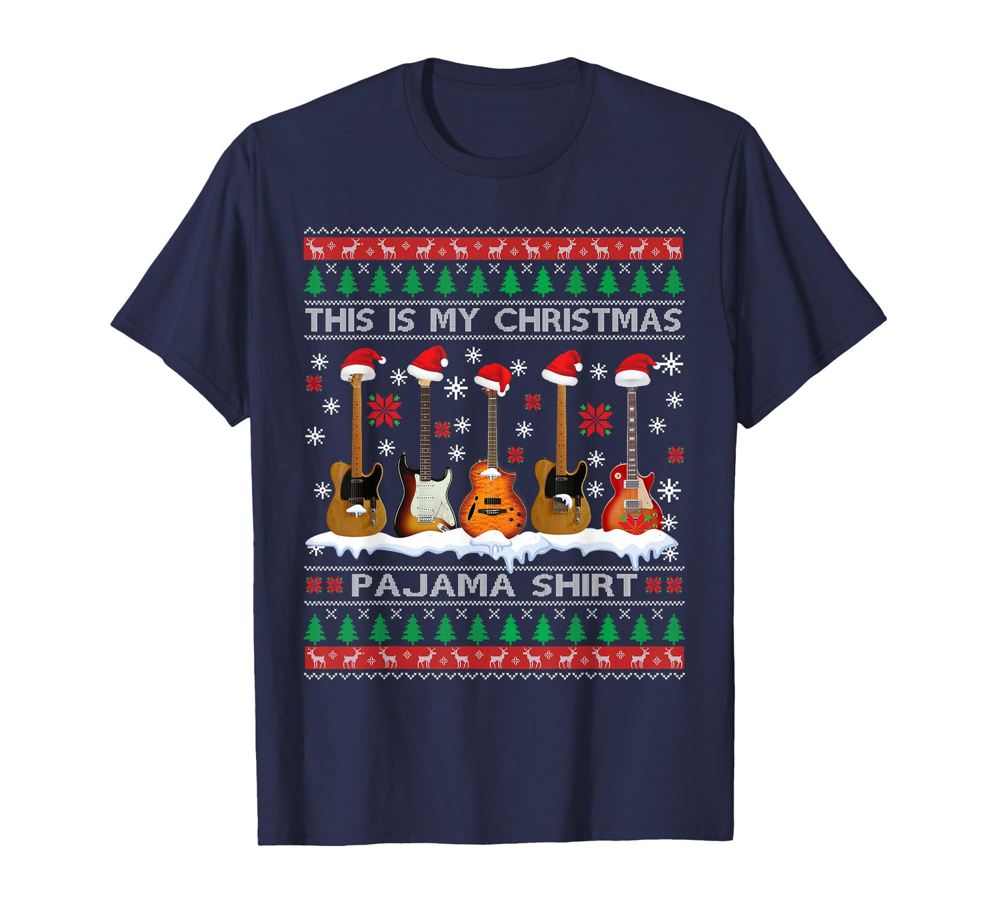 This Is My Christmas Pajama Shirt Guitar Ugly Xmas Sweater T-Shirt