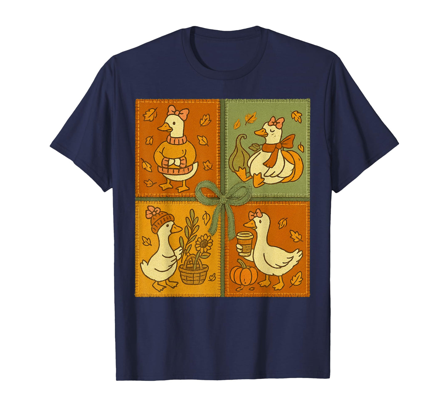 Preppy Goose Fall Vibes Thankful Grateful Funny Thanksgiving T-Shirt